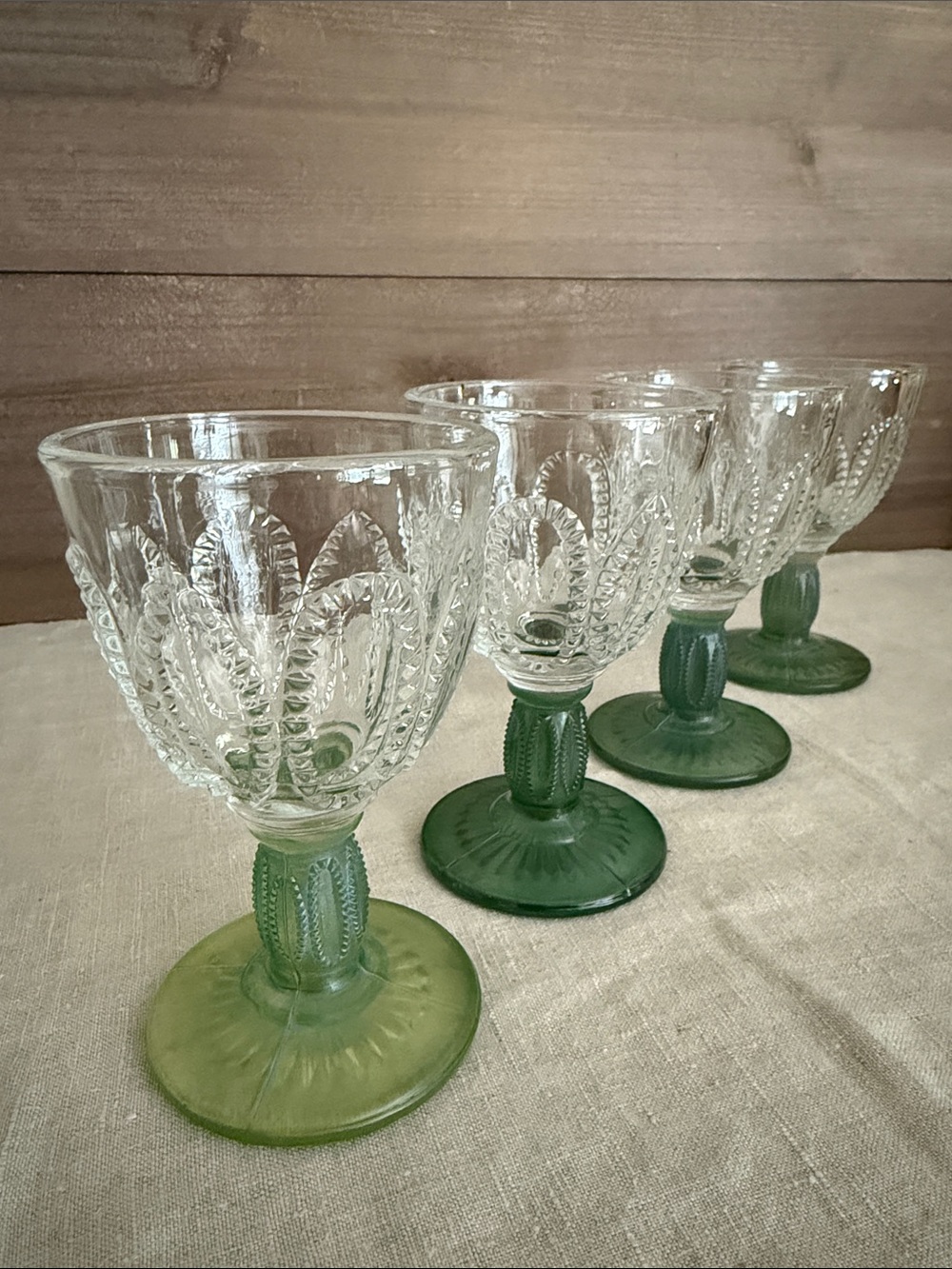 VTG | Emerald Accent Cordial Sherry Glasses-Set of 4